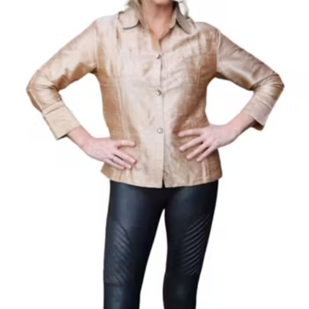 Anu by Natural peach 100% Raw Silk Blouse size S